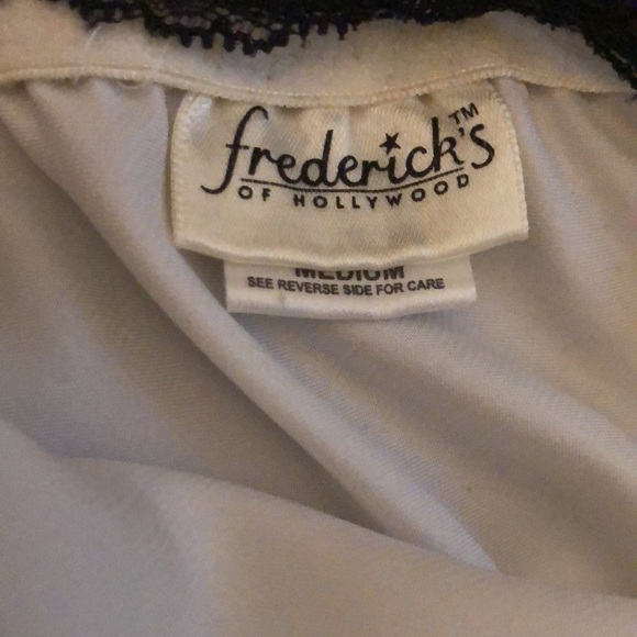 Frederick’s Of Hollywood Sexy Halter Chemise Sz. M White Black Lace Low Cut - Picture 6 of 7